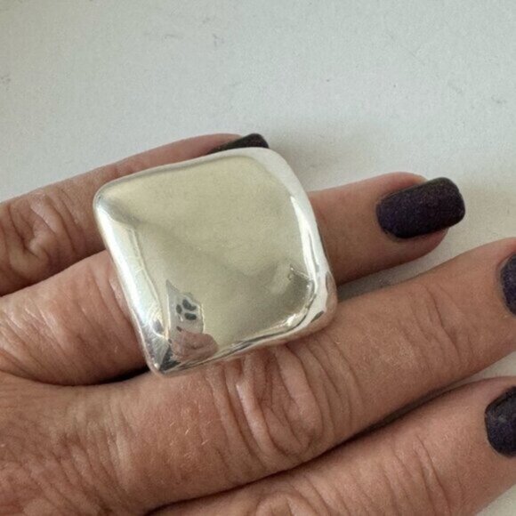 E&L Israel Sterling Silver Electroform Statement Square Ring Sz. 8 - Picture 7 of 14